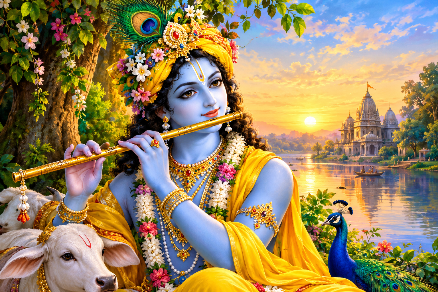 Lord Shri Krishna playing his divine flute